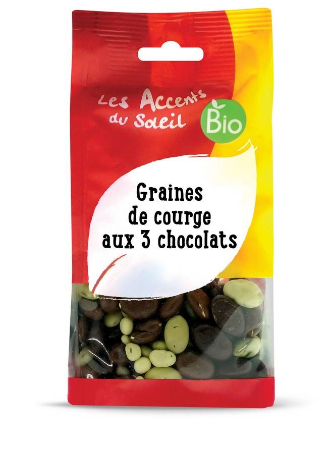 Graines de Courge bio aux 3 chocolats - Les accents du soleil